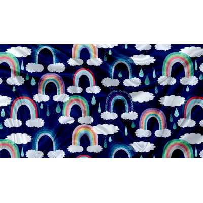 Printed Cuddle Minky Navy Rainbow